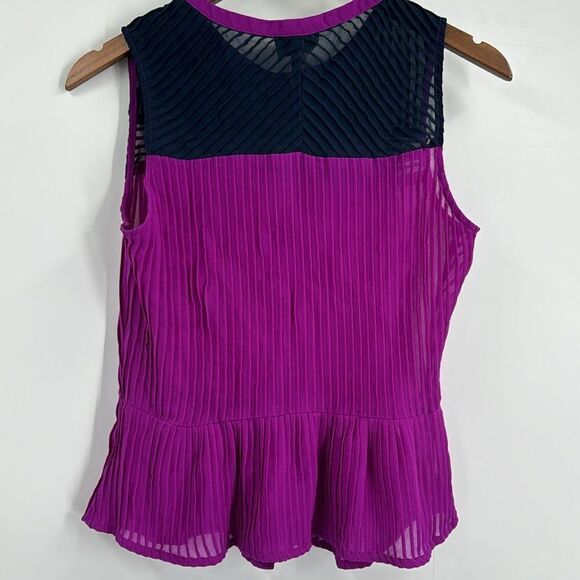 Greylin Purple Semi-Sheer Peplum Blouse Medium - Picture 5 of 5
